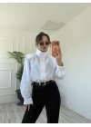 Kadın Oversize Dik Yaka Gömlek Beyaz