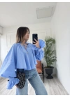 Kadın Vigoda Yakası Bağlamalı Gömlek Mavi