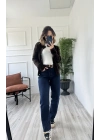 Kadın Kesik Paça Boyfit Lacivert