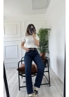 Kadın Kesik Paça Boyfit Lacivert