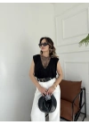 Kadın Arkası Dantel Detaylı Basic Tshirt Siyah