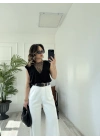 Kadın Arkası Dantel Detaylı Basic Tshirt Siyah