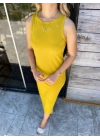 Fitilli Hardal Sarısı Elbise