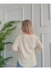 Kadın Açık Yaka Uzun Kol Triko Krem