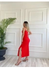 Kadın Askılı Elbise Kırmızı