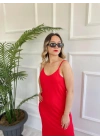 Kadın Askılı Elbise Kırmızı