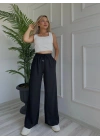 Kadın Bağlama Detaylı Pantolon Siyah