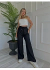 Kadın Bağlama Detaylı Pantolon Siyah