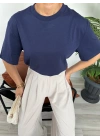 Kadın Basic Tshirt Lacivert