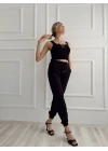 Kadın Beli Tünelli Pantolon Siyah