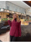 Kadın Kaşe Blazer Ceket Bordo
