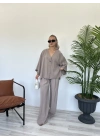 Kadın Bluz Pantolon Takım Vizon