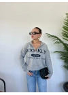 Kadın Brooklyn Baskılı Kazak Gri