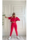 Kadın Crop Bluz Ve Kalem Pantolon İkili Takım