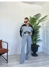 Kadın Crop Ceket Gri