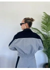 Kadın Crop Ceket Gri