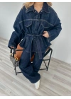Kadın Denim Ceket Pantolon Takım Mavi