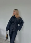 Kadın Denim Ceket Pantolon Takım Mavi