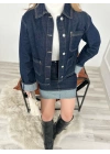 Kadın Denim Etek Ceket Takım Mavi