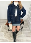 Kadın Denim Etek Ceket Takım Mavi