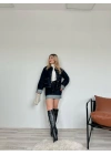 Kadın Denim Etek Ceket Takım Mavi