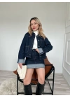 Kadın Denim Etek Ceket Takım Mavi