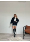 Kadın Denim Etek Ceket Takım Mavi