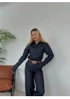 Kadın Denim Gömlek Mavi