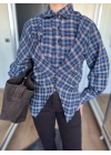 Kadın Ekose Gömlek Lacivert Bordo
