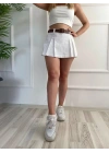 Kadın Etek Detaylı Şort Ekru