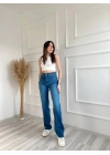 Kadın Geniş Palazzo Kot Pantolon Mavi
