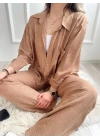 Kadın Gömlek Ve Pantolon İkili Takım Camel