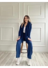 Kadın Gömlek Ve Pantolon İkili Takım İndigo