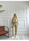 Kadın İkili Keten Takım Haki