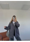 Kadın Kalp Detaylı Blazer Ceket Gri
