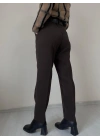 Kadın Kemerli Havuç Pantolon Kahverengi
