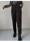 Kadın Kemerli Havuç Pantolon Kahverengi