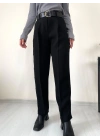 Kadın Kemerli Havuç Pantolon Siyah