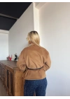 Kadın Kemerli Kaşe Hırka Camel