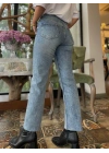 Kadın Kesik Paça Jean Mavi
