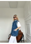 Kadın Kot Yelek Ceket Mavi