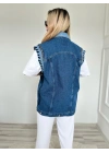 Kadın Kot Yelek Ceket Mavi