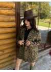Kadın Leopar Desen Kaşe Ceket