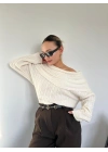 Kadın Madonna Yaka Kazak Ekru