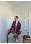 Kadın Oduncu Gömlek Bordo-Kahverengi