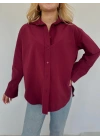 Kadın Oversize Gömlek Bordo