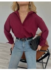 Kadın Oversize Gömlek Bordo