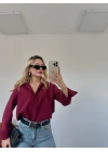 Kadın Oversize Gömlek Bordo
