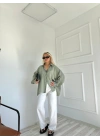 Kadın Oversize Gömlek Çağla Yeşili