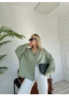 Kadın Oversize Gömlek Çağla Yeşili